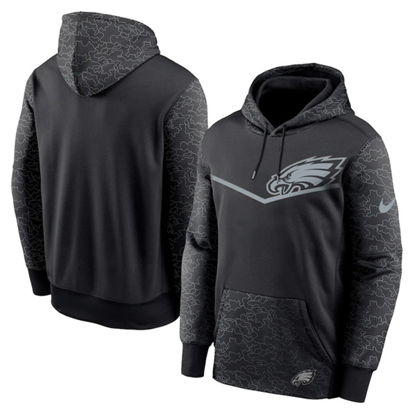 Men's Philadelphia Eagles Black Reflective Therma Hoodie - Click Image to Close